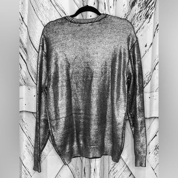 Forever 21 Men’s Silver Metallic Crewneck Sweater S - Picture 2 of 5